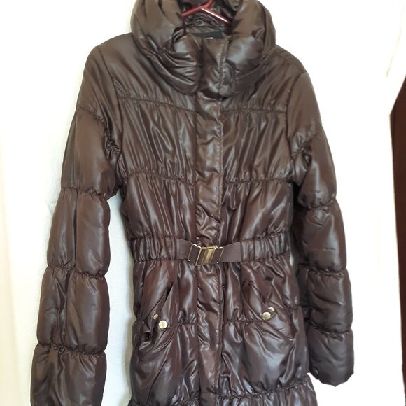 H&M long brown women's puffer coat 8 - Picture 2 of 9
